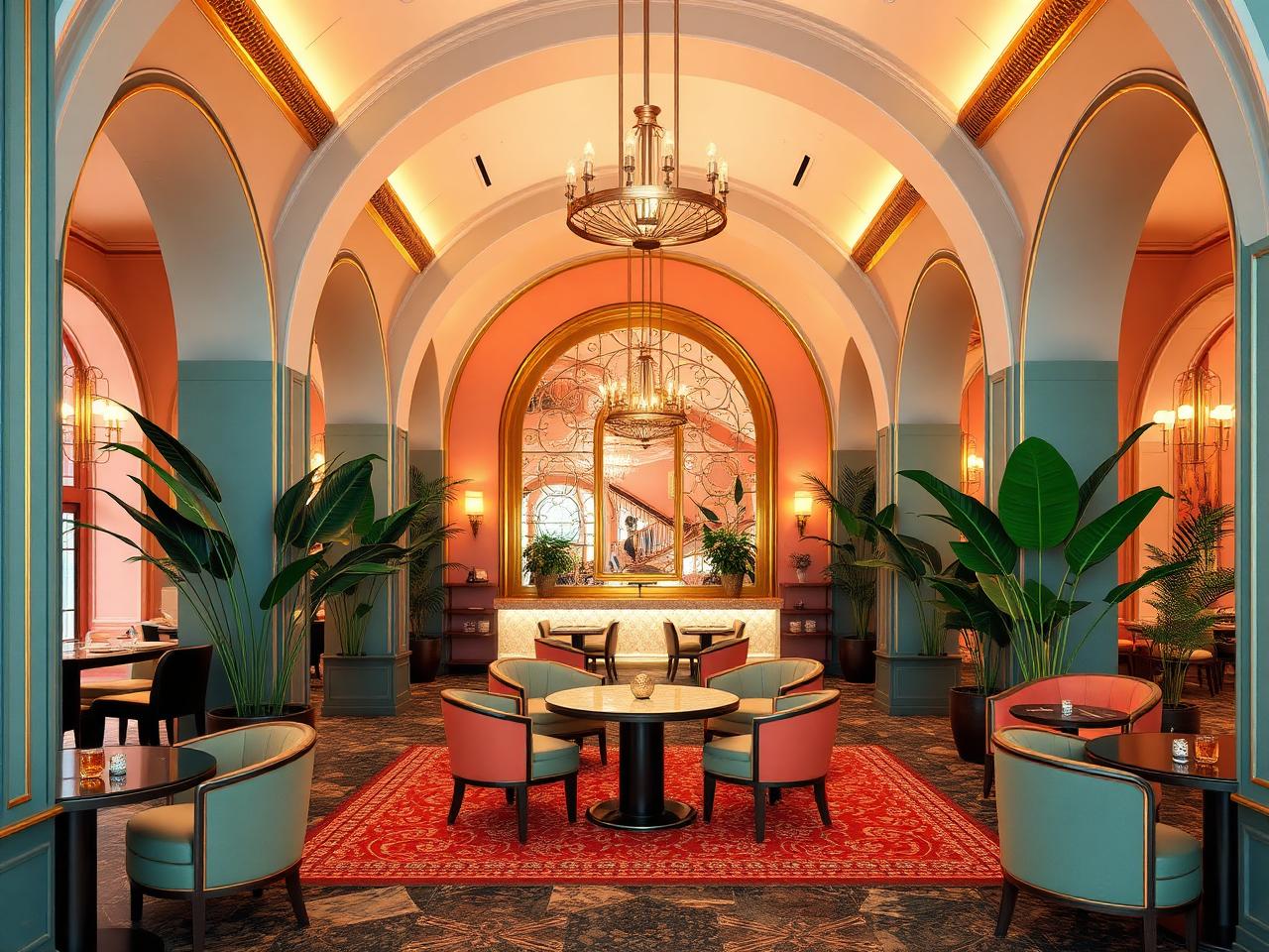 Art Deco clubhouse lounge at Godrej Verano